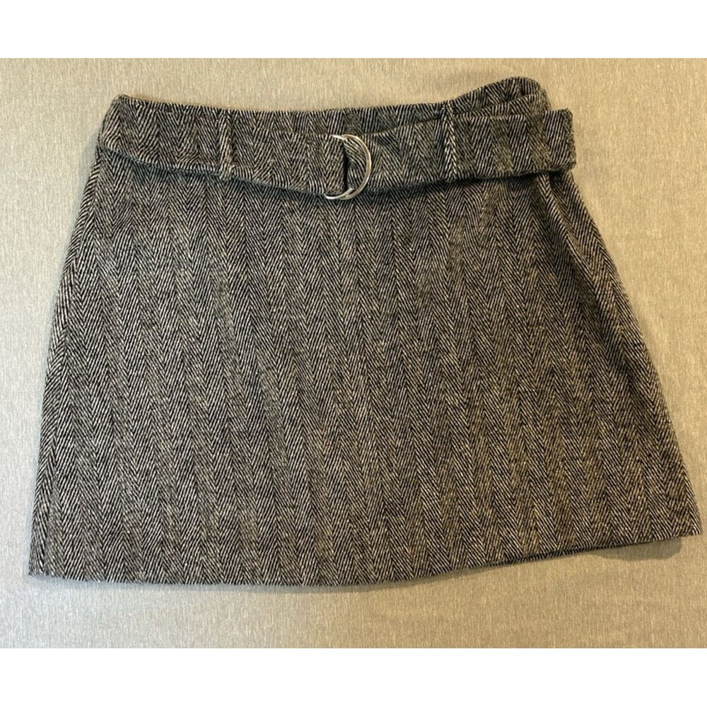 Primark Grey Fleece Belted Mini Skirt Silver Buckle Size 10